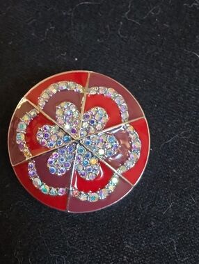 STYLE DOTS Maroon Floral Crystal Enamel Statement Snap - Women Accessories